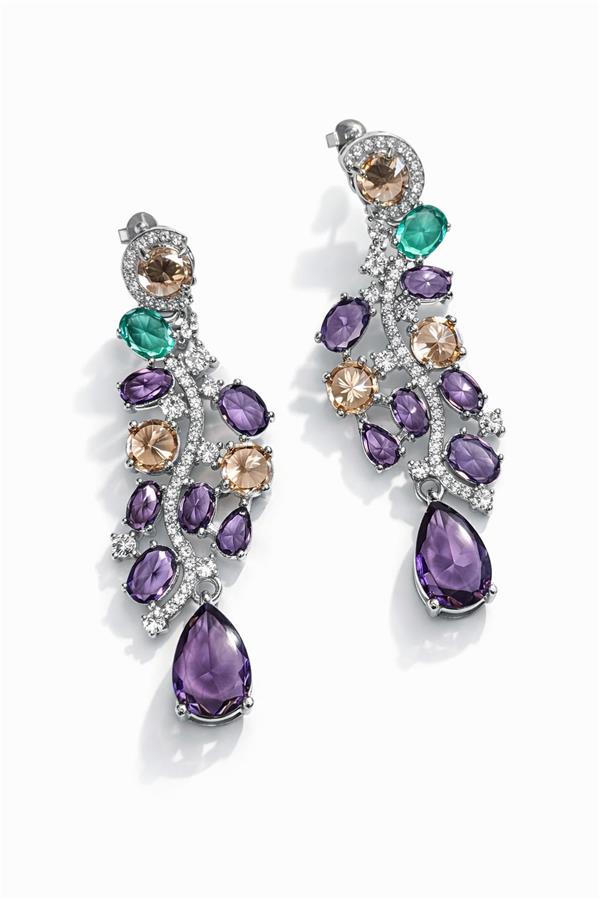 Laura Mor Yeşil Taşlı Şık Statement Küpe